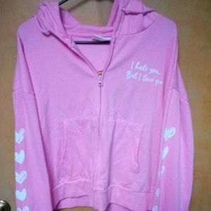 Hey Arnold Pink Sweatshirt Zip Up Hoodie Hearts and Love Nickelodeon size 3X